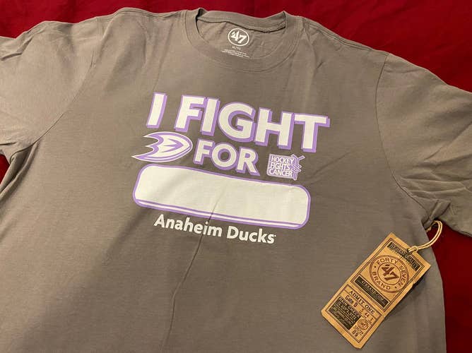 NHL Anaheim Ducks '47 Brand Hockey Fights Cancer "I Fight For" T-Shirt Size XL * NEW