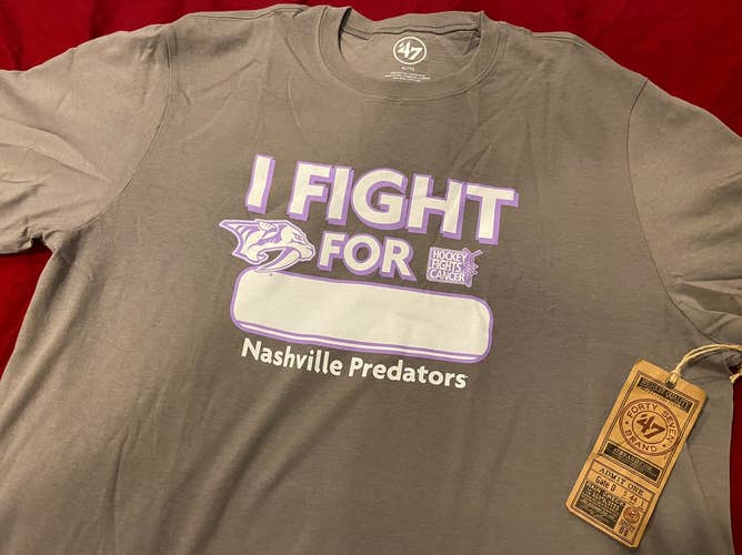 NHL Nashville Predators '47 Brand Hockey Fights Cancer "I Fight For" T-Shirt Size XL * NEW