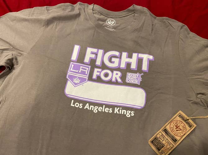 NHL Los Angeles Kings '47 Brand Hockey Fights Cancer "I Fight For" T-Shirt Size XXL * NEW