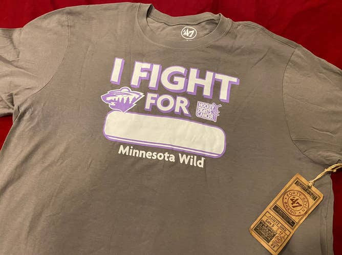 NHL Minnesota Wild '47 Brand Hockey Fights Cancer "I Fight For" T-Shirt Size XL * NEW