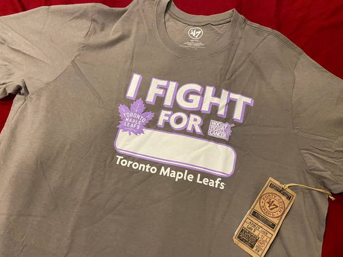 NHL Toronto Maple Leafs '47 Brand Hockey Fights Cancer "I Fight For" T-Shirt Size XXL * NEW