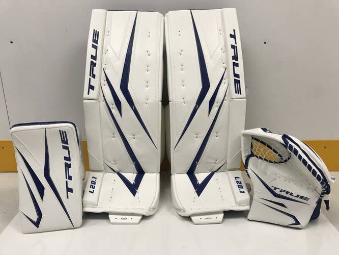 True L20.1 Goal Pads, Catch, and Blocker Full Matching Set White/Blue