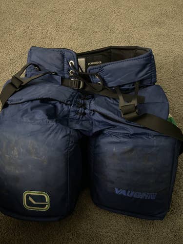 Blue Used Corey Schneider XL Vaughn Pro Stock Hockey Goalie Pants