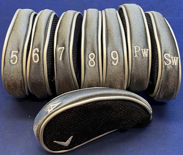 Callaway Golf Iron Covers Black/Grey 4-SW 8 Covers Included MINT! #2256