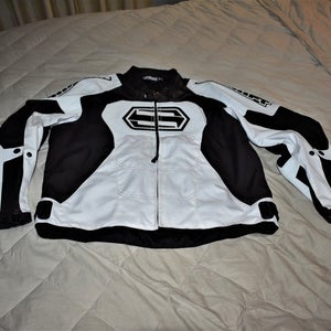 Shift Racing Street Fighter Leather Protective Riding Jacket, White, XL