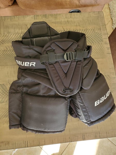 Black Junior Used Small Bauer Hockey Goalie Pants