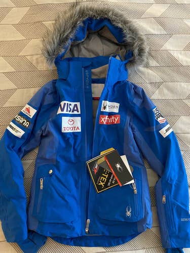 Spyder Women's US Ski Team Meribel Faux Fur Ski Jacket size 6 NEW with tags