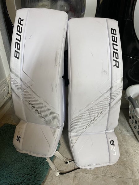 White Senior 35" Bauer Supreme S27 Goalie Leg Pads
