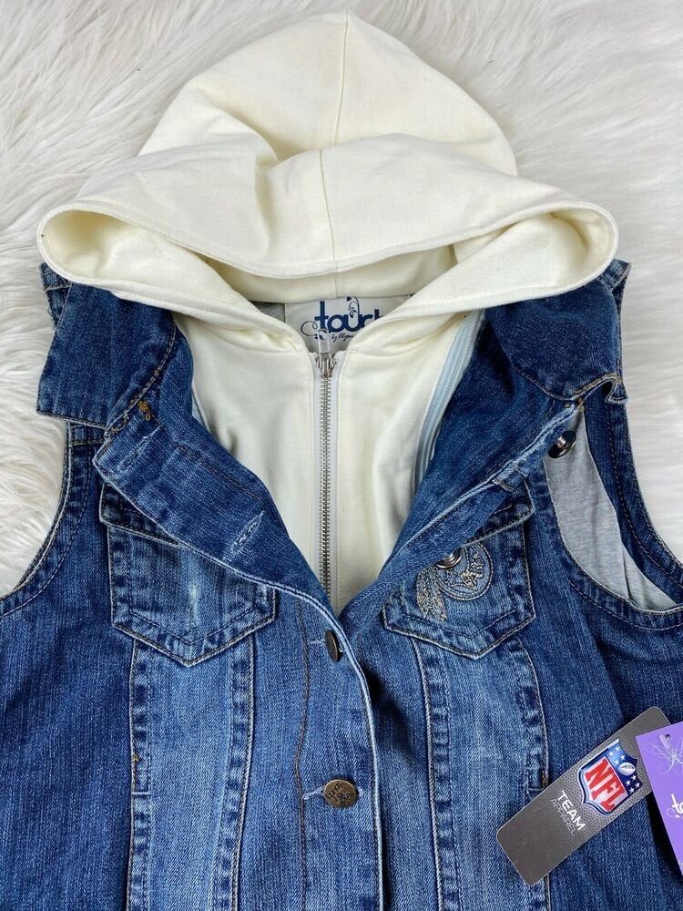 Washington Redskins NFL Sleeveless Denim Hooded Touch Jean Jacket