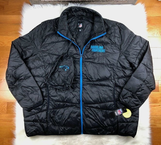 Carolina Panthers Jacket Packable Puffer Coat w Bag, Black, NFL Big Man  Mens 4XL | SidelineSwap