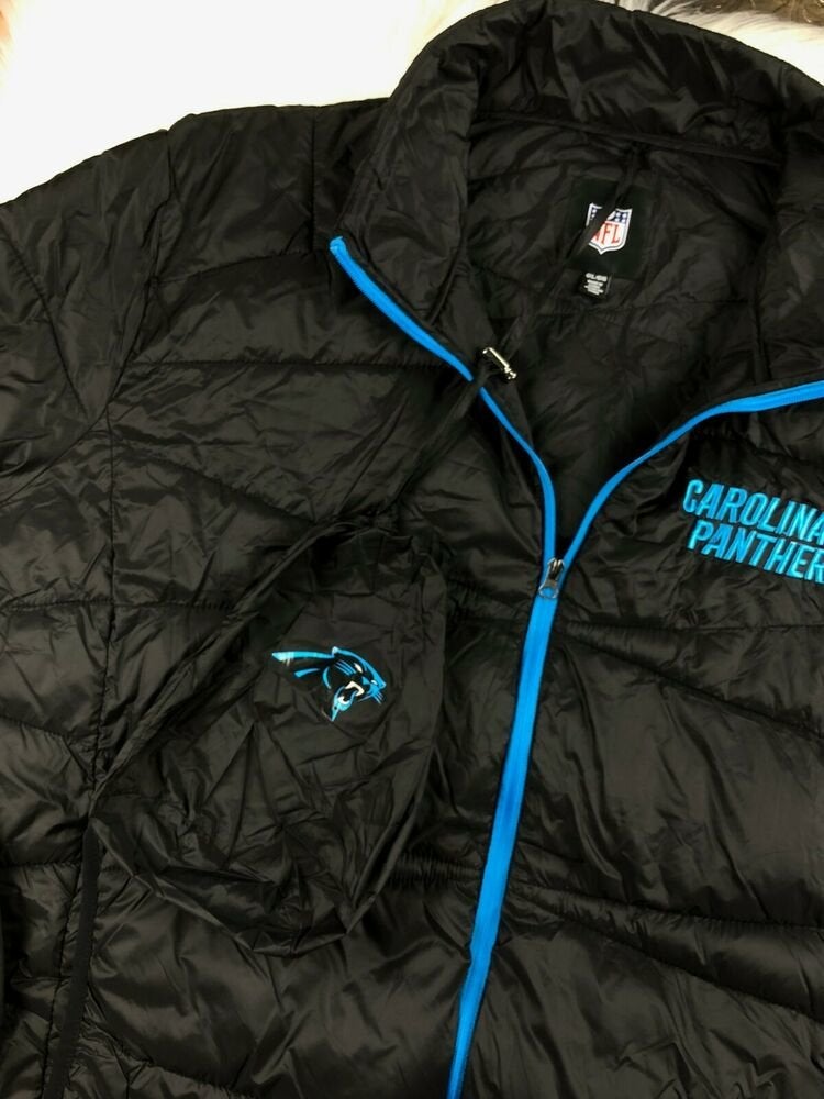 Carolina Panthers Jacket Packable Puffer Coat w Bag, Black, NFL Big Man  Mens 4XL | SidelineSwap