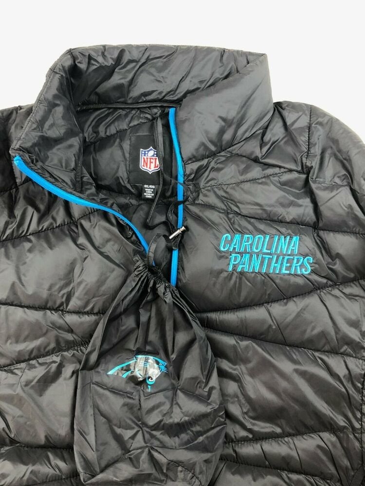 Carolina Panthers Jacket Packable Puffer Coat w Bag, Black, NFL Big Man  Mens 4XL | SidelineSwap