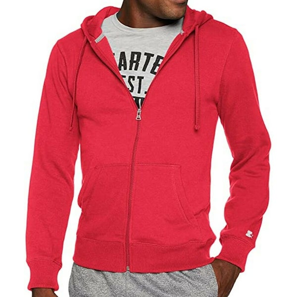 STARTER Full Zip Basic Casual Activewear Hoodie Sweatshirt Slim Fit Red Men  2XL