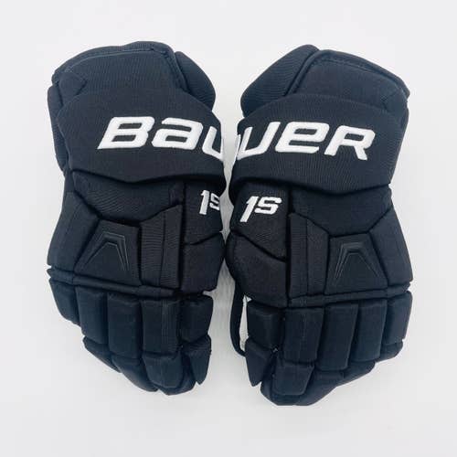 Bauer Supreme 1S NHL Pro Stock Hockey Gloves-15"-Black-Grey Clarino Palms
