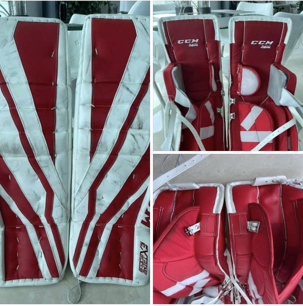 Red Used Senior 33+2 CCM Extreme Flex lll Goalie Leg Pads