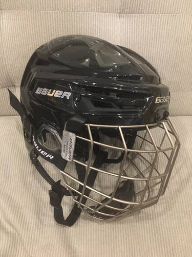 Black New Medium Bauer Re-Akt 150 Combo Hockey Helmet with Cage Senior ReAkt Re Akt