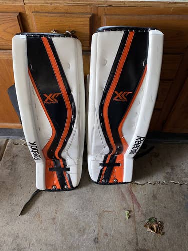 White Senior 36" Reebok Premier XLT Goalie Leg Pads