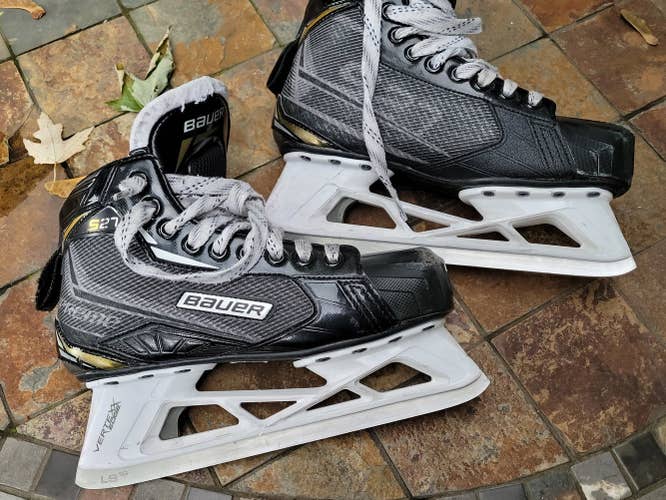 Junior Used Bauer Supreme S27 Hockey Goalie Skates Regular Width Size 5
