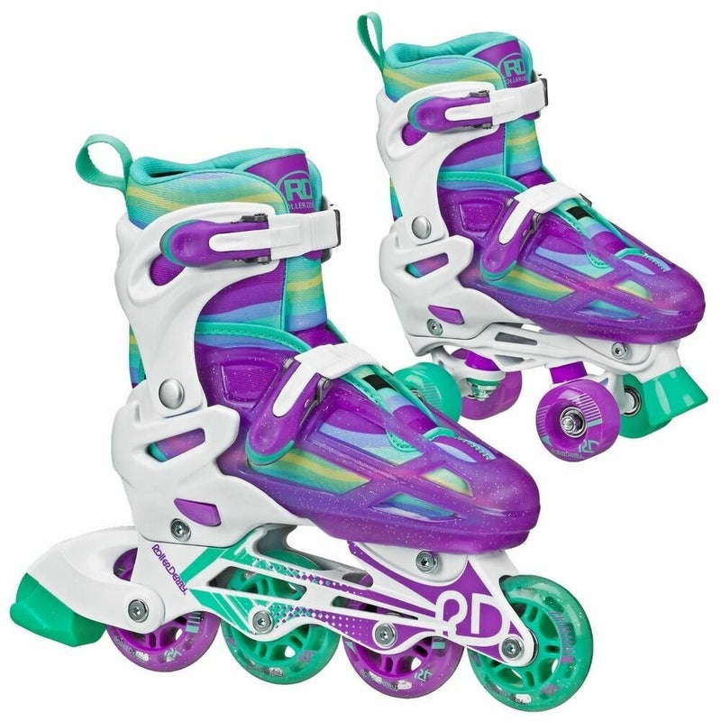 2N1 Wave Girls Adjustable Inline/Roller Combo Skates Girls sz 3-6 return