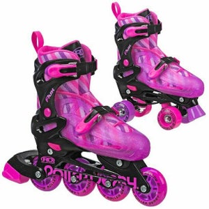 2N1 Flux Girls Adjustable Inline/Roller Combo Skates Girls sz 3-6 pink return