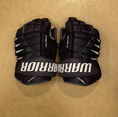 Blue Used Senior Warrior Alpha DX Pro Gloves 14" Pro Stock