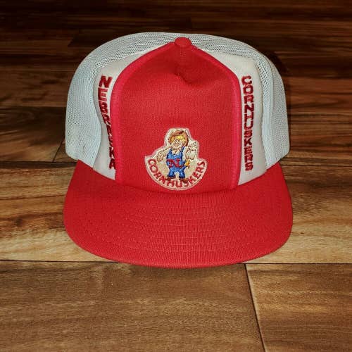 Vintage Nebraska Cornhuskers NCAA Trucker Mesh Hat Cap Sports Vtg Snapback