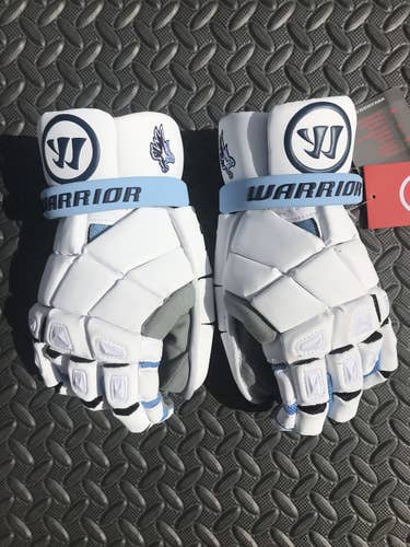 White New Warrior 13" Nemesis Pro Goalie Gloves
