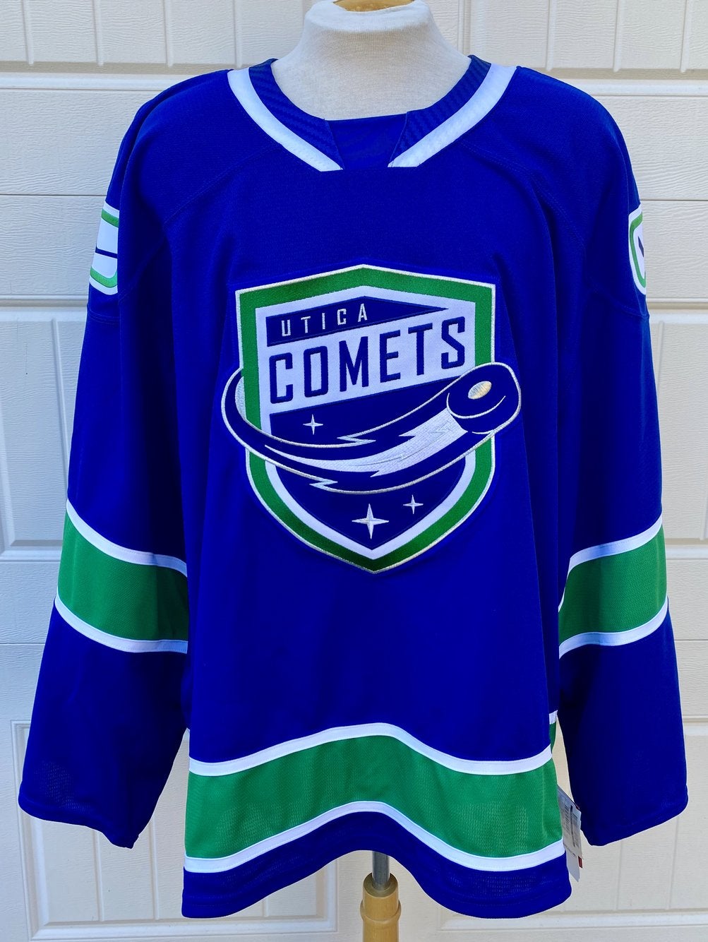 CCM Pro Stock Utica Comets Game Worn Jersey Green STEVENSON 6569