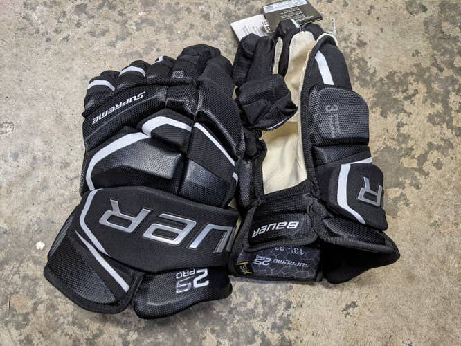 Black New Senior Bauer Supreme 2S Pro Gloves 13"