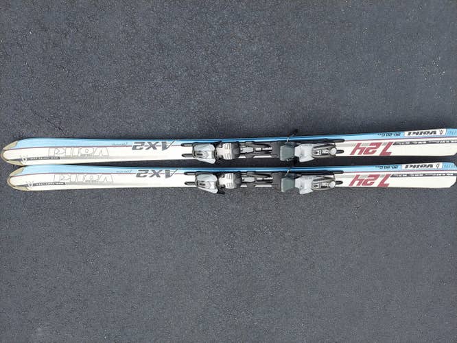USED VOLKL 163CM AX2 724 GAMMA 20-20 CORE SKIS WITH MARKER M10 BINDINGS