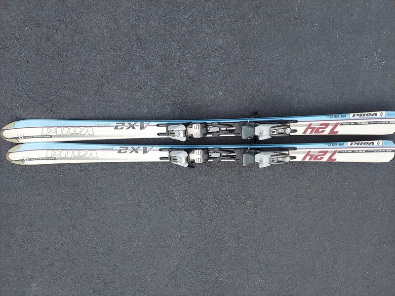 USED VOLKL 163CM AX2 724 GAMMA 20-20 CORE SKIS WITH MARKER M10 BINDINGS