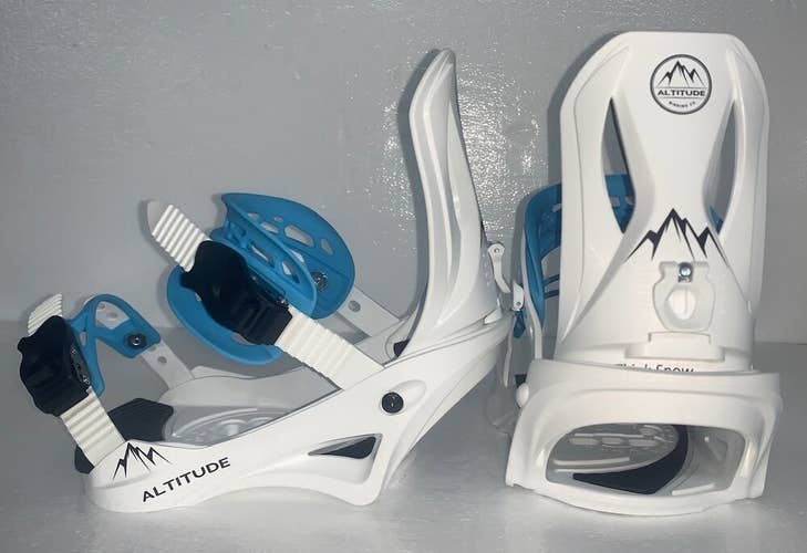 MEN'S ALTITUDE RIDER SNOWBOARD BINDINGS 4X4 BURTON 3D & EST WHITE/LT BLUE S/M