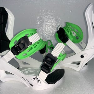 MEN'S ALTITUDE RIDER SNOWBOARD BINDINGS 4X4 BURTON 3D & EST WHITE/LIME GREEN S/M