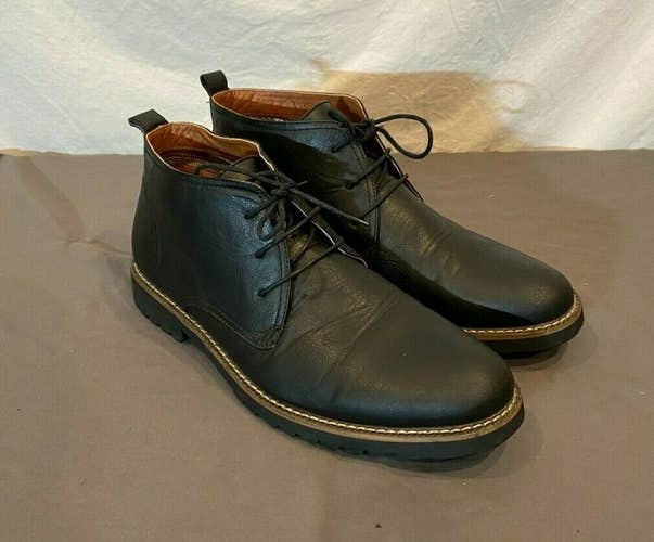 Ferro Aldo Black Leather 3-Hole Desert Boots w/Lugged Soles US Men's 13 MINTY