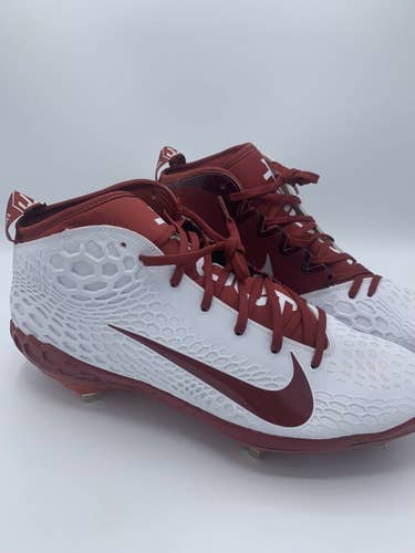 New Nike Force Zoom Trout 5 Men's Pro - Burgundy / White Size 12.5