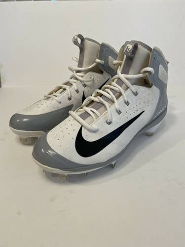 New Mens Nike Air Huarache Elite Metal Baseball Cleats Size 13.5 Grey / White