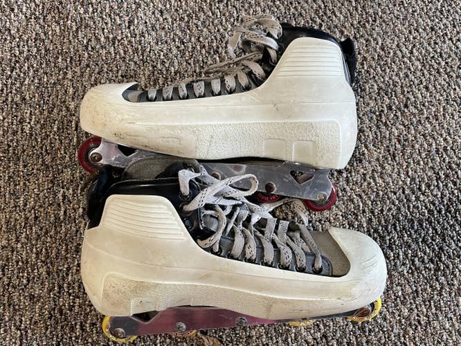 Senior Used vapor Bauer Inline goalie Skates Regular Width Size 10.5