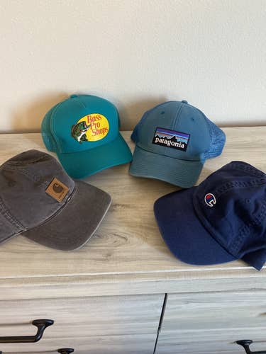 Lot Of 4 hats - Patagonia, Carhartt, Bass Pro shops, Champion,