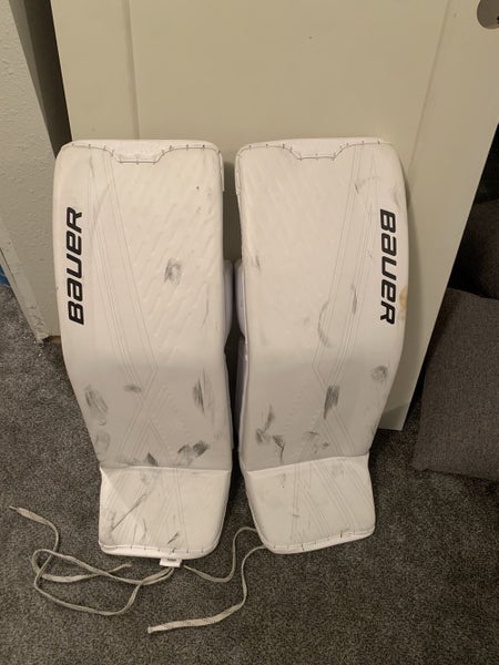 White Senior 34" Bauer Pro Stock Ultrasonic Goalie Leg Pads
