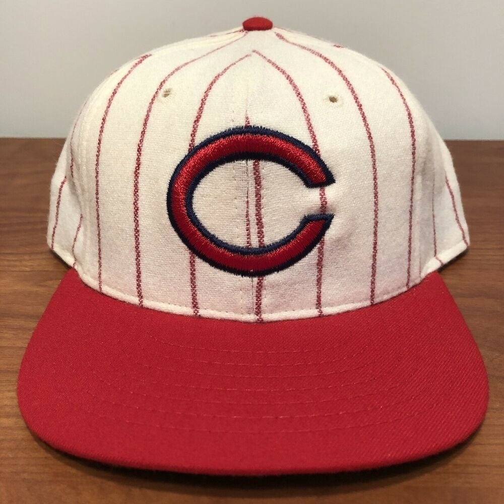 VTG Cleveland Indians Hat Wool 90s New Era 59Fifty Diamond Fitted Cap Size  7 1/8