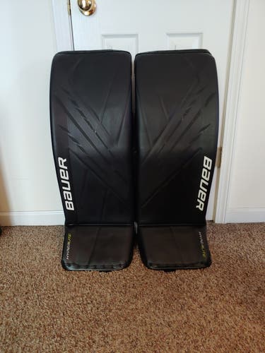 Black New Senior 34" Bauer Goalie Leg Pads Pro Stock