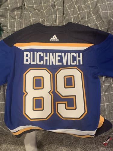 Adidas St Louis Blues Pavel Buchnevich Home Pro Hand Stitched Jersey Size 56
