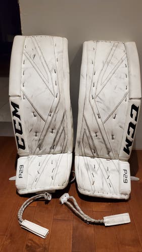 White Used 33" CCM Premier P2.9 Goalie Leg Pads