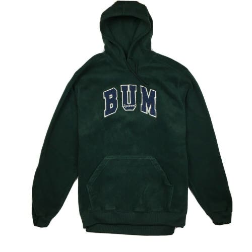 Vintage 90s BUM Equipment Fleece Pullover Hoodie Sweatshirt Green/Blue (XL)