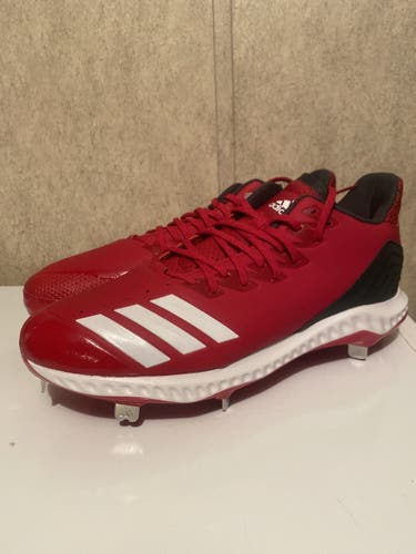 NEW Adidas Mens Sz 13 Icon Bounce Baseball Shoes Red Gray Low Top Cleats CG5242