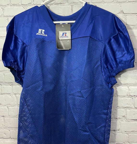 Men Blank Plain Football Jersey Practice Short Sleeve Mesh Pullover Medium,  Blue