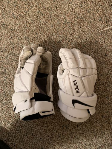 White Used Player's Nike 13" Vapor Elite Lacrosse Gloves