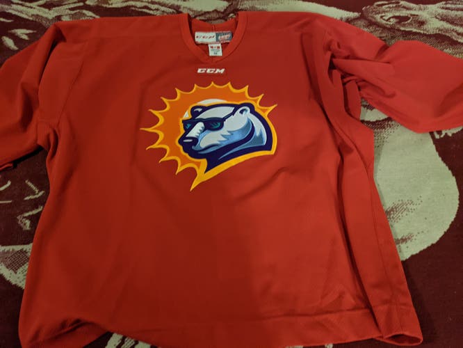Red Orlando Solar Bears Adult Unisex Used Size 56 CCM Jersey Pro Stock