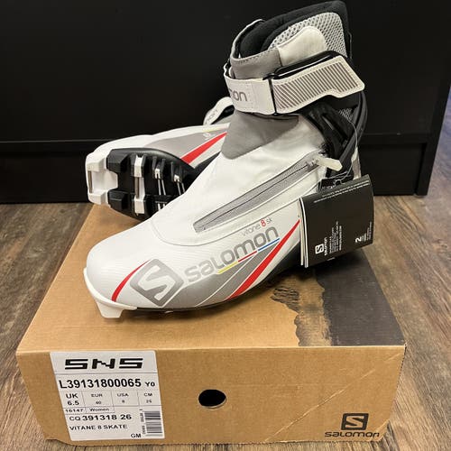 Skate Size 8.0 (EUR 40) New Salomon Vitane 8 Skate Cross Country Ski Boots