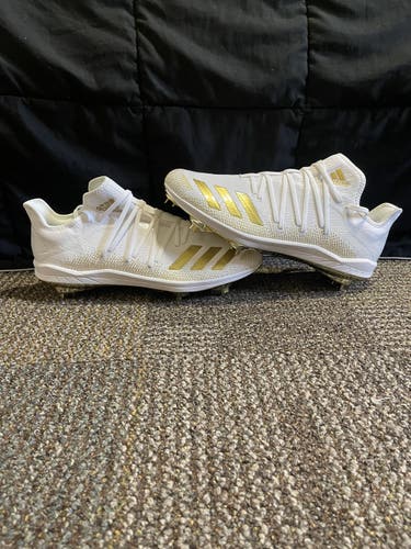 Adidas Adizero Afterburner 6 White/Gold Baseball Cleats Mens Size 14 DB3434.